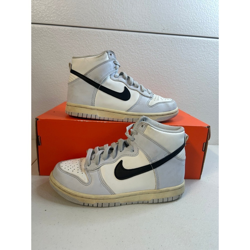 Nike Dunk High White Grey Black‎ 4Y #2173